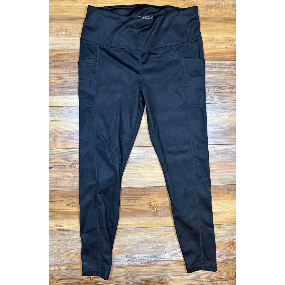 Yogalicious Lux Womens XL Black Camo High Waist Leggings with Pockets RN 144527